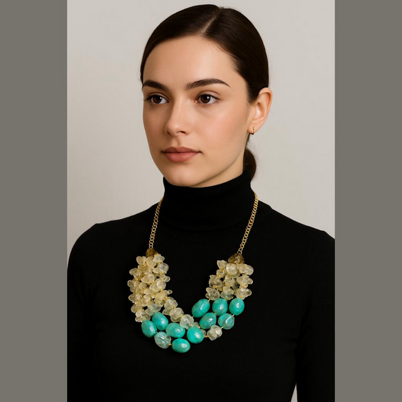 Turquoise Beaded Three Layer Necklace - Picture 1 of 8